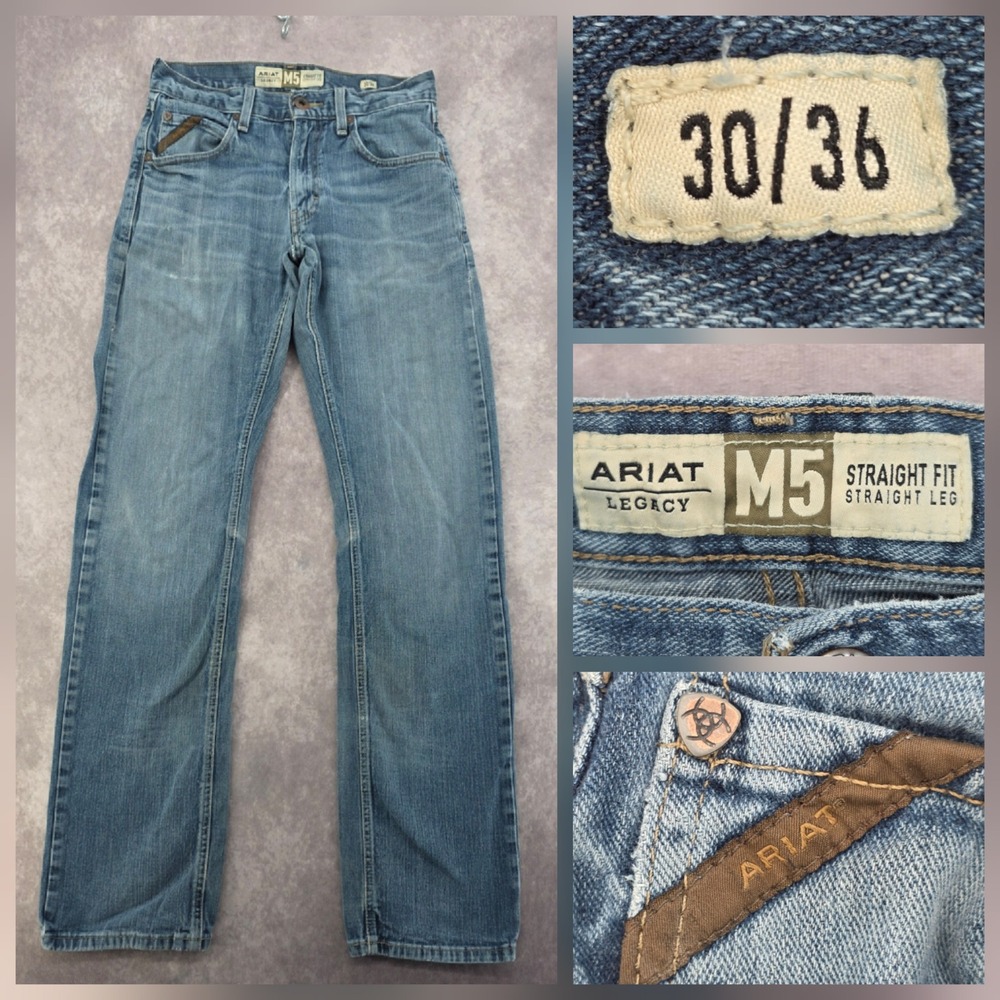 Ariat Legacy M5 Straight Fit Jeans Mens 30x36 Distressed Denim Fits 30x34
